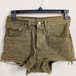 Olive Green Distressed Levi's 501 Women Shorts